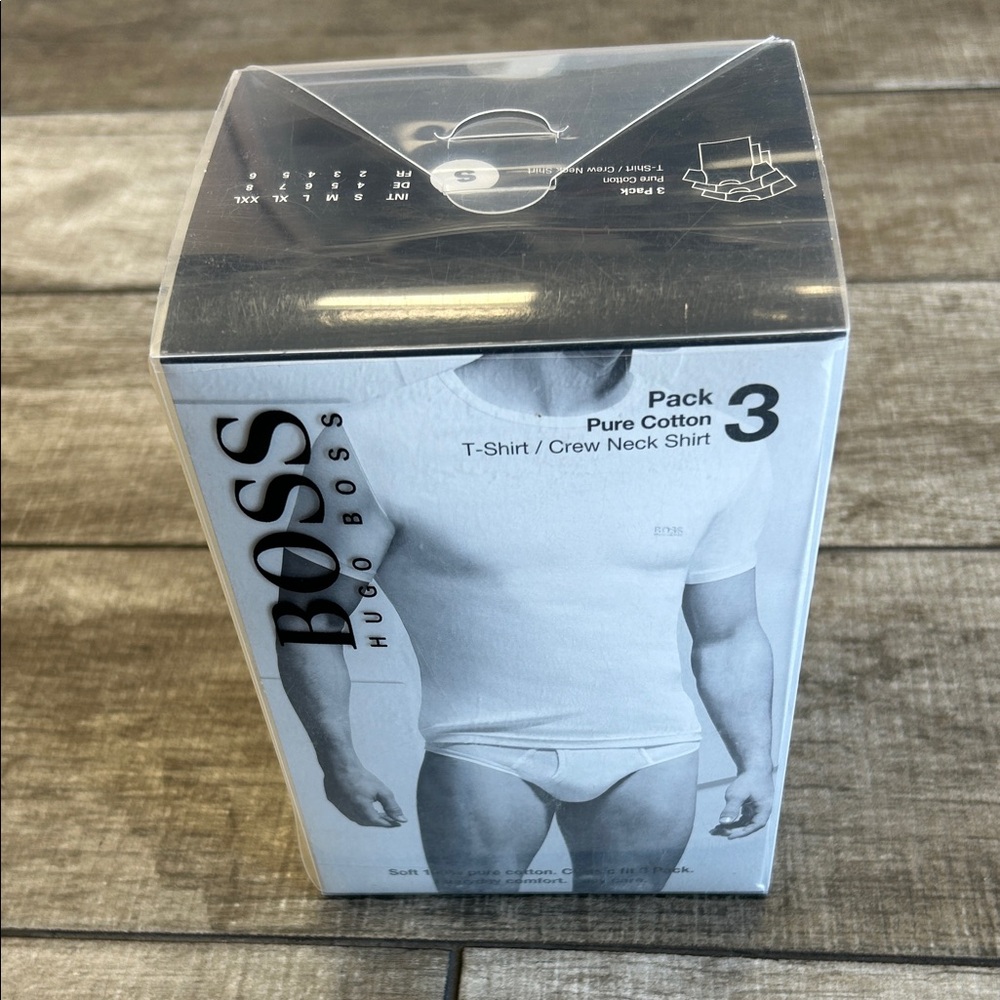 Hugo Boss Men's Pure Cotton White T-Shirt 3 Pack New - Picture 2 of 6